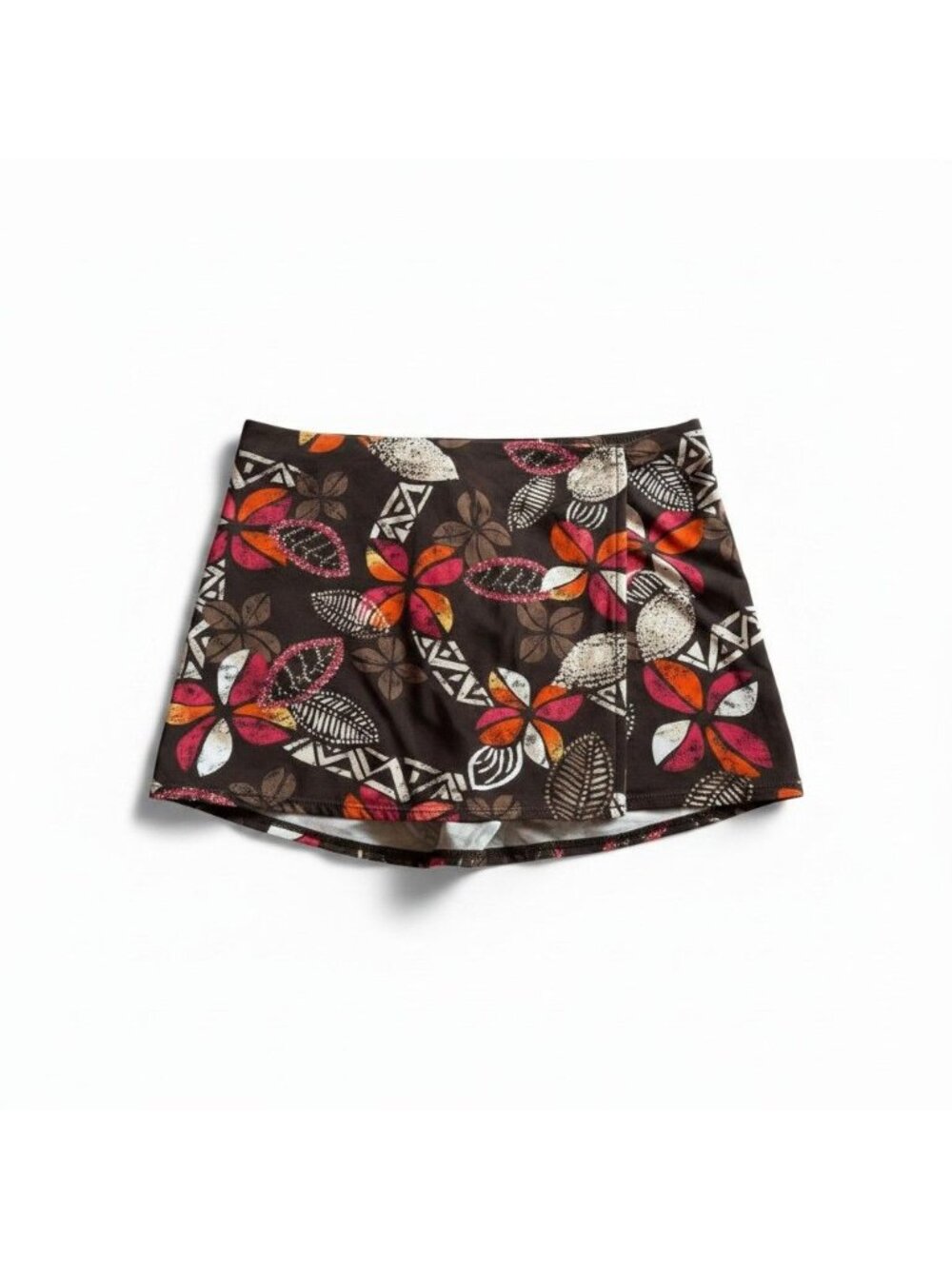 JAG Women’s Swim Skirt – Size Large (12–14) – Brown Multicolor Floral – Good Con